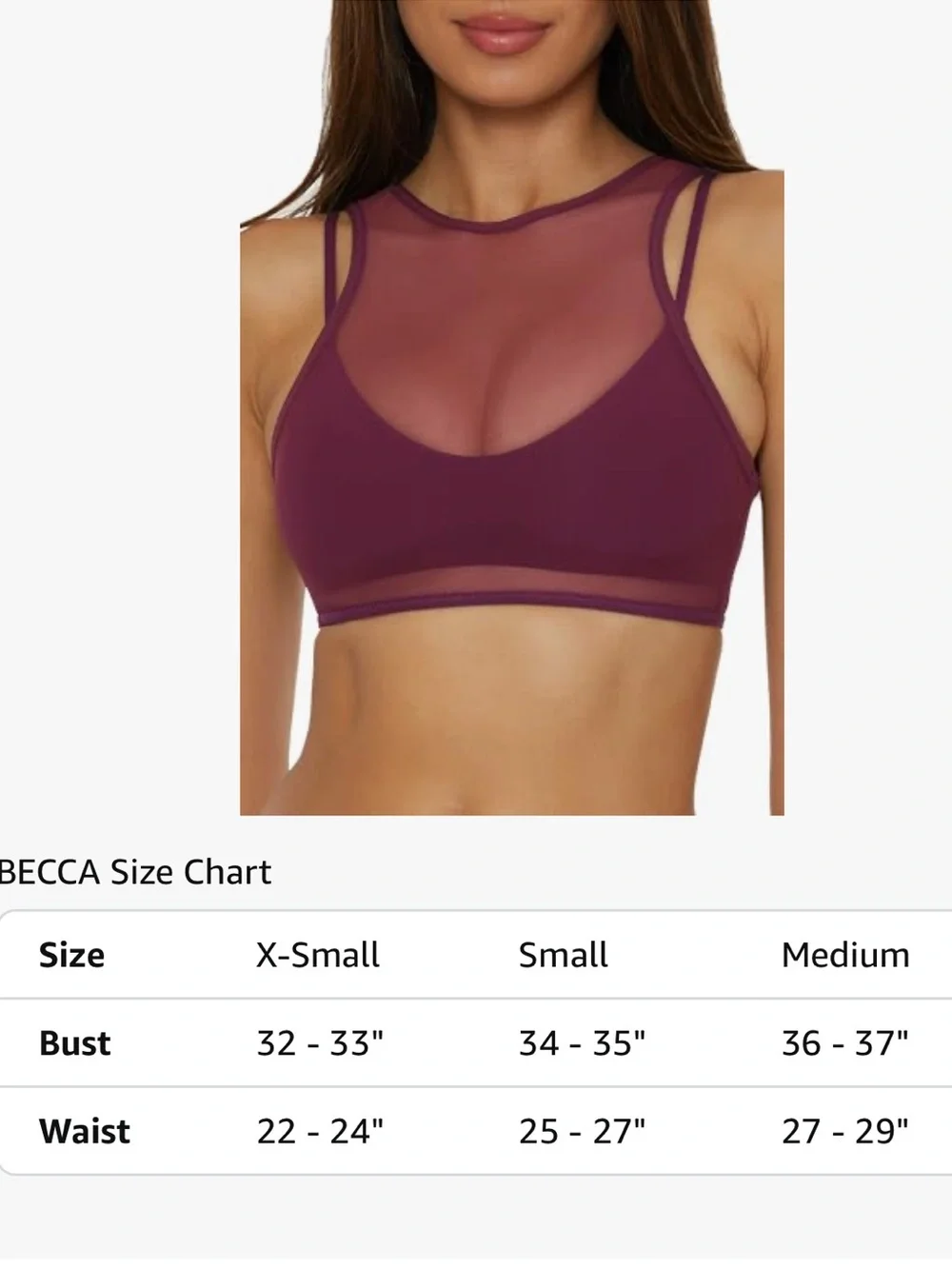BECCA two piece Muse Layered Bralette‎ Bikini set top bottom Medium swimwear